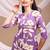 Lavender rayon floral print ethnic kurta palazzo set