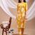 Yellow rayon floral print ethnic kurta palazzo set
