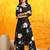 Black cotton floral print ethnic kurta palazzo set