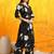 Black cotton floral print ethnic kurta palazzo set
