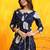 Navy-blue cotton floral print ethnic kurta palazzo set