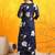 Navy-blue cotton floral print ethnic kurta palazzo set
