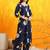 Navy-blue cotton floral print ethnic kurta palazzo set