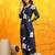 Navy-blue cotton floral print ethnic kurta palazzo set