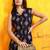 Navy-blue silk blend block print ethnic kurta palazzo set