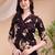 Wine cotton floral print ethnic kurta palazzo set