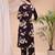 Wine cotton floral print ethnic kurta palazzo set