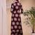 Wine silk blend geometric print ethnic kurta palazzo set