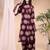 Wine silk blend geometric print ethnic kurta palazzo set