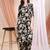 Black silk blend floral print ethnic kurta palazzo set