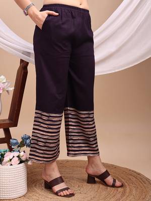 Purple rayon geometric print ethnic kurta palazzo set 3