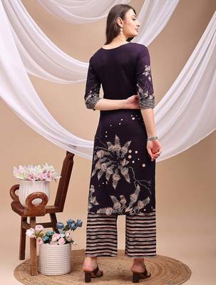 Purple rayon geometric print ethnic kurta palazzo set 4