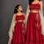 Crimson Red Embroidered Cotton Silk Lehenga Set