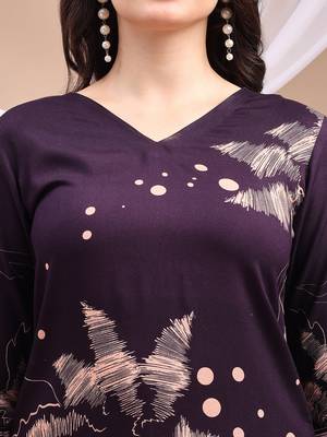 Purple rayon geometric print ethnic kurta palazzo set 5
