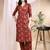 Maroon silk blend geometric print ethnic kurta palazzo set