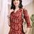 Maroon silk blend geometric print ethnic kurta palazzo set