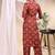 Maroon silk blend geometric print ethnic kurta palazzo set