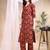 Maroon silk blend geometric print ethnic kurta palazzo set