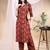 Maroon silk blend geometric print ethnic kurta palazzo set
