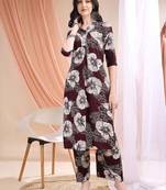Wine rayon floral print ethnic kurta palazzo set