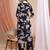 Navy-blue rayon floral print ethnic kurta palazzo set