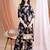 Navy-blue rayon floral print ethnic kurta palazzo set
