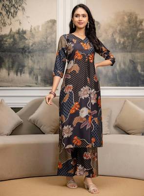 Multicolor silk blend floral print ethnic kurta palazzo set 1