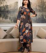Multicolor silk blend floral print ethnic kurta palazzo set