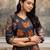 Multicolor silk blend floral print ethnic kurta palazzo set