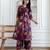 Purple silk blend floral print ethnic kurta palazzo set