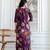 Purple silk blend floral print ethnic kurta palazzo set