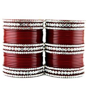 acrylic plastic suhag panjubi chura maroon colour  size-2.4,2.6,2.8,2.10 1