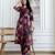 Purple silk blend floral print ethnic kurta palazzo set