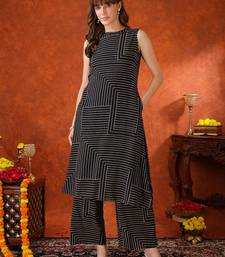 Black rayon geometric print ethnic kurta palazzo set