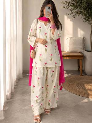 Cotton Short Kurti With Farsi Salwar And Dupatta Sets 1