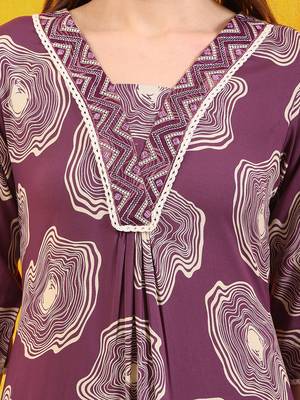 Lavender rayon geometric print ethnic kurta palazzo set 2