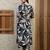 Navy-blue rayon floral print ethnic kurta palazzo set