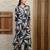 Navy-blue rayon floral print ethnic kurta palazzo set