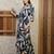 Navy-blue rayon floral print ethnic kurta palazzo set