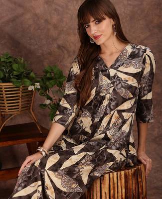 Grey rayon floral print ethnic kurta palazzo set 2