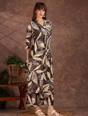 Grey rayon floral print ethnic kurta palazzo set 4