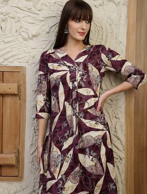 Wine rayon floral print ethnic kurta palazzo set 2