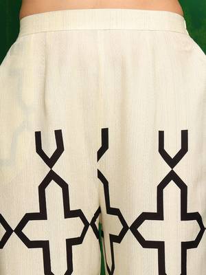 Off-white rayon geometric print ethnic kurta palazzo set 5