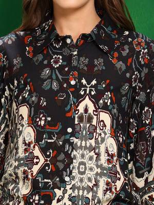 Black rayon floral print ethnic kurta palazzo set 2