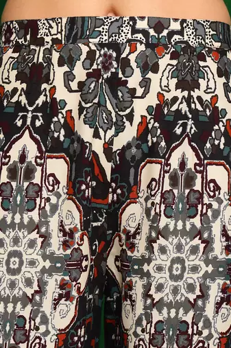 Black rayon floral print ethnic kurta palazzo set