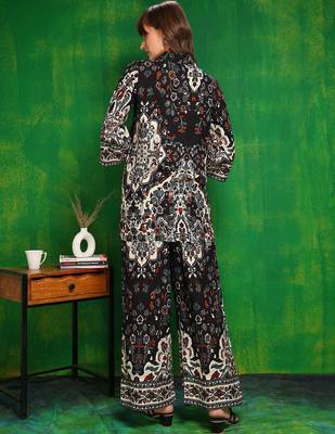 Black rayon floral print ethnic kurta palazzo set 5