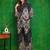 Navy-blue rayon floral print ethnic kurta palazzo set