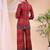 Red rayon geometric print ethnic kurta palazzo set