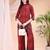 Red rayon geometric print ethnic kurta palazzo set