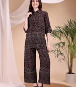 Maroon rayon floral print ethnic kurta palazzo set
